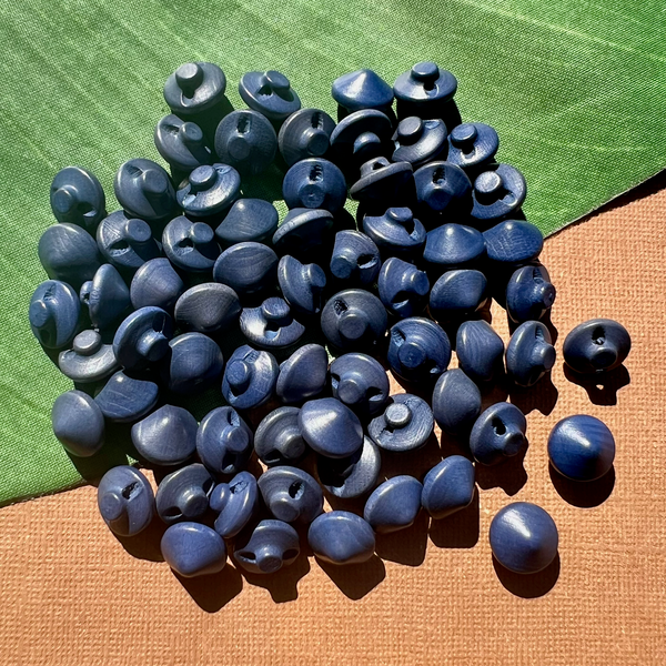 Blue Wood Shank Buttons - 95 Pieces