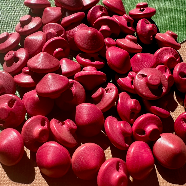 Red Wood Shank Buttons - 50 Pieces