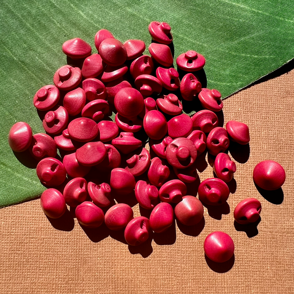 Red Wood Shank Buttons - 50 Pieces
