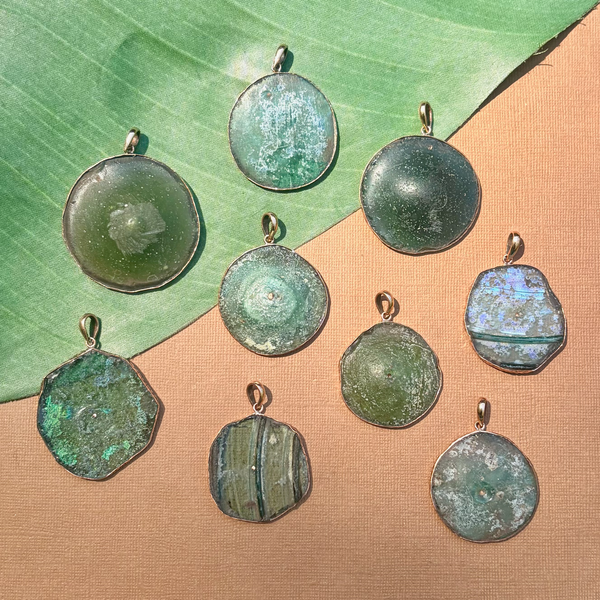 Roman Glass Extra Large Round Pendants - 1 Piece