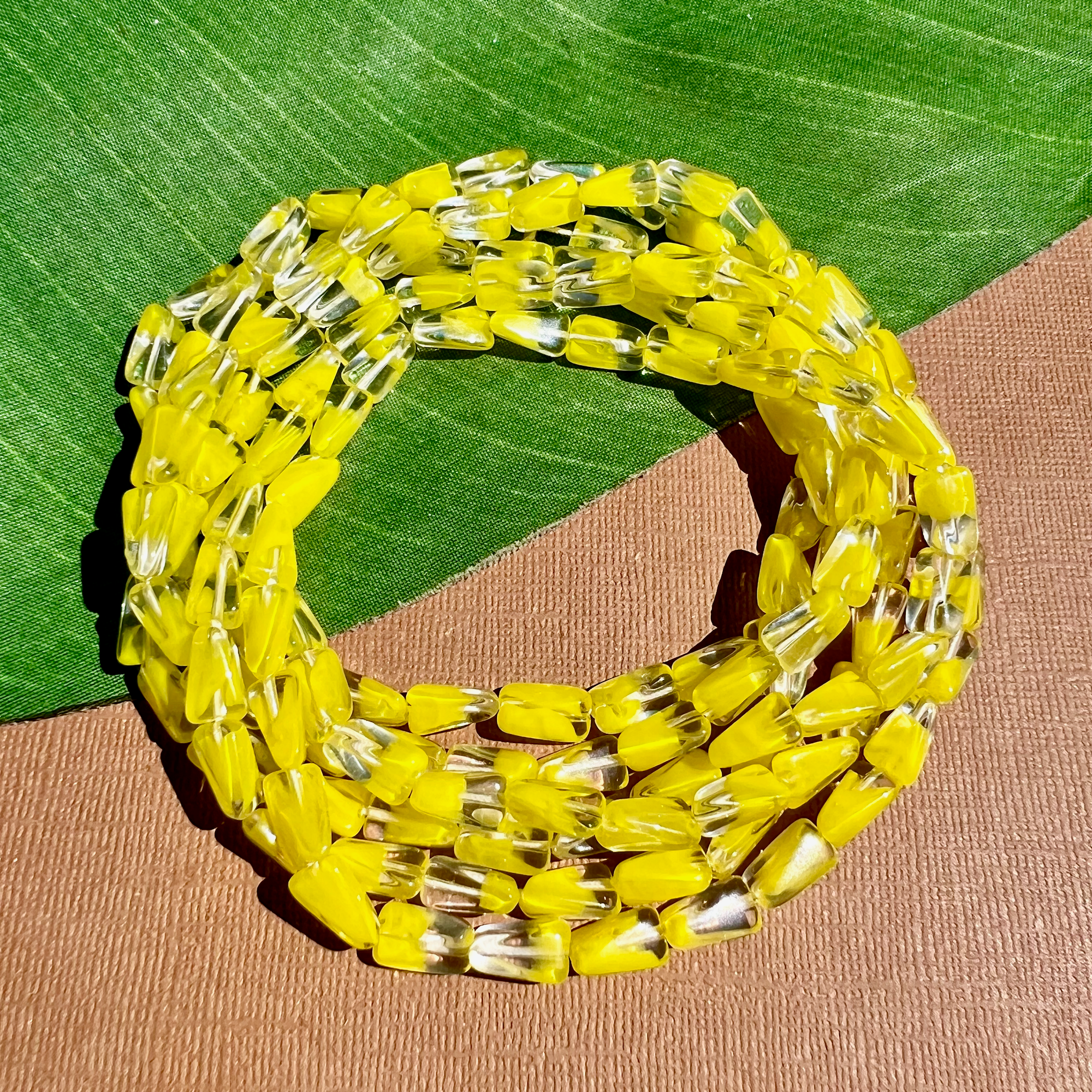 Yellow 4 Sided Twist Beads - 75 Pieces