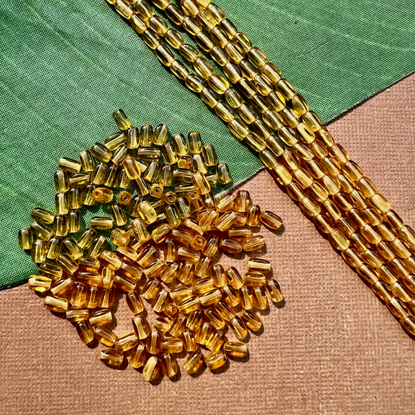 Translucent Yellow Tube Beads - 100 Pieces