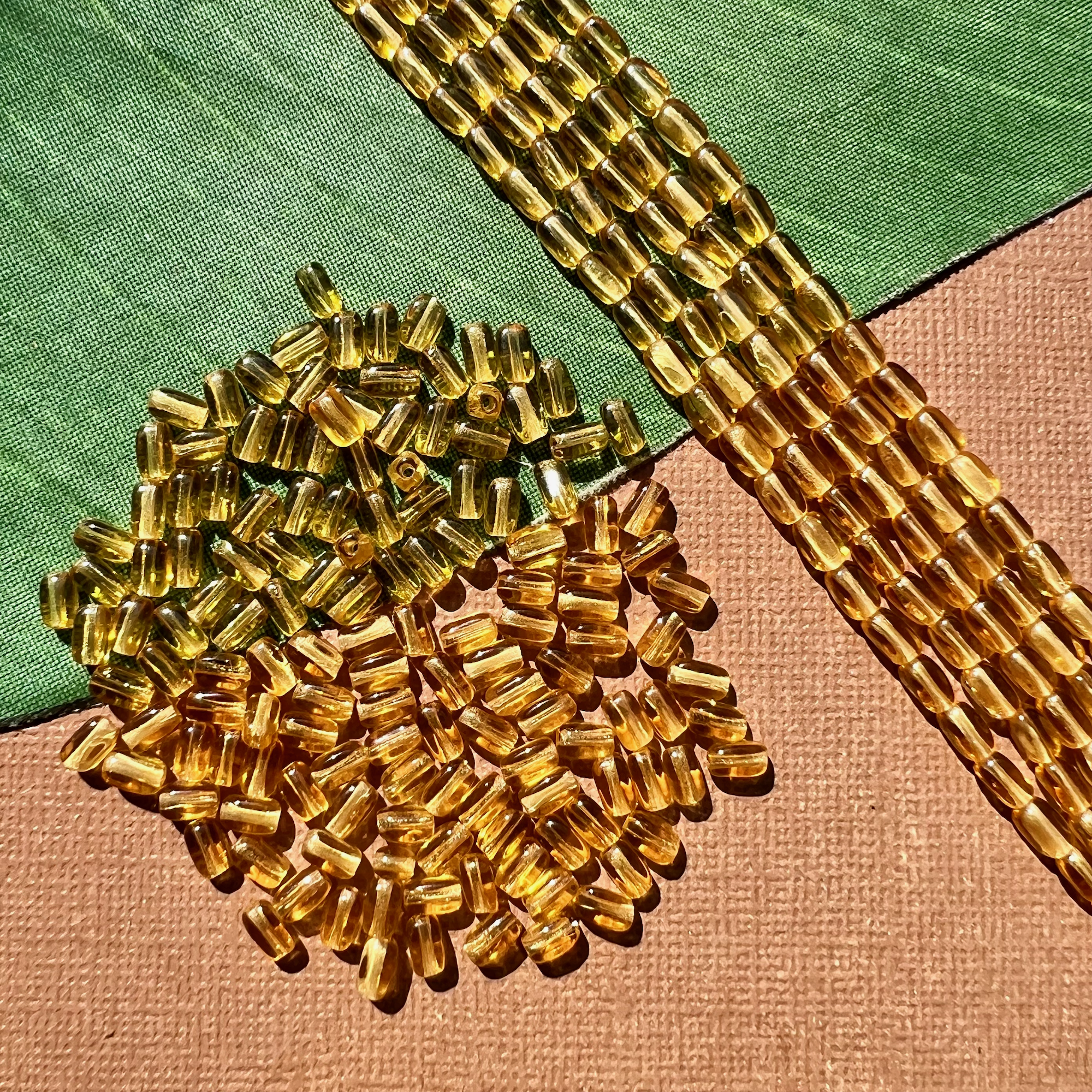 Translucent Yellow Tube Beads - 100 Pieces