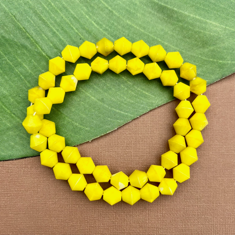 Yellow Bi-Cone Beads - 50 Pieces