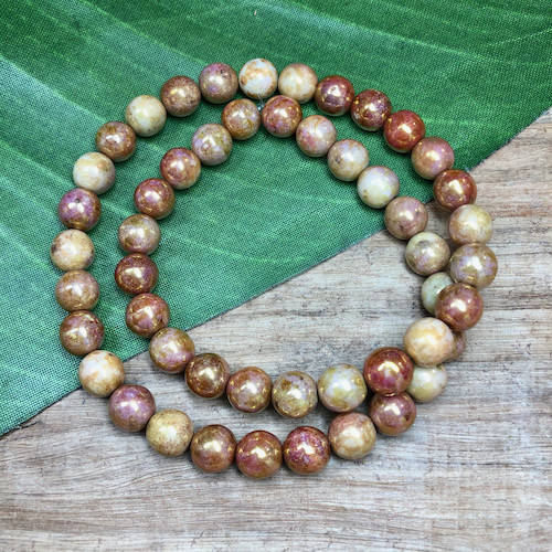 Golden Druk Beads - 50 Pieces