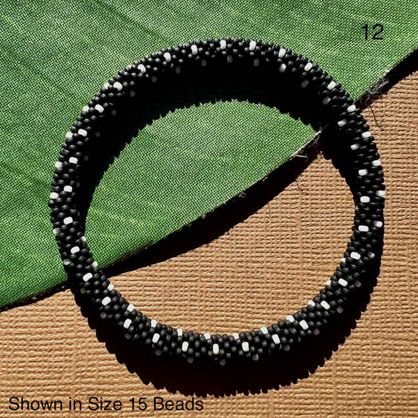 Out of Africa (Black, Gold, Cream) Beaded Bangles