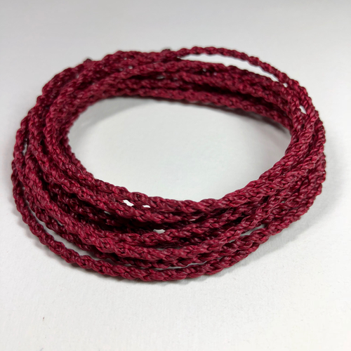 Dark Red - Braided Nylon Waxed Cord