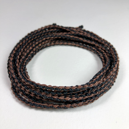 Black & Medium Brown - Braided Nylon Waxed Cord