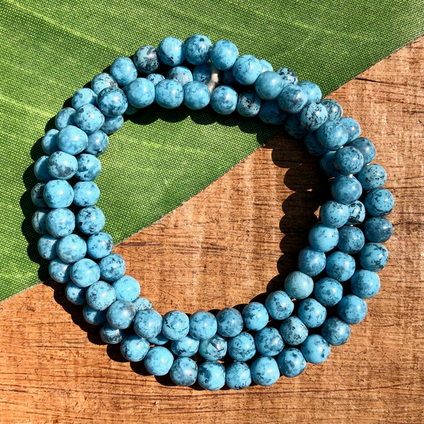 Picasso Blue 6mm Round Beads - 100 Pieces