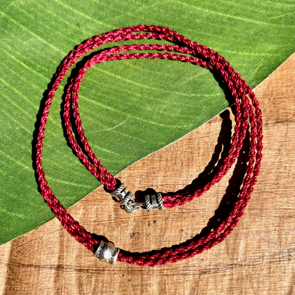 UNICEF Market | Black Braided Cord Bracelet with Silver 950 Beads -  Everyday Thai in Jet Black