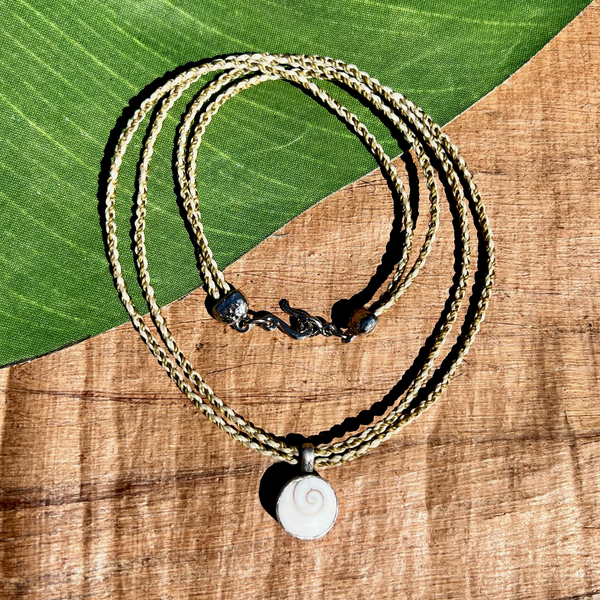 Shell Pendant & Braided Cord Necklace/Bracelet