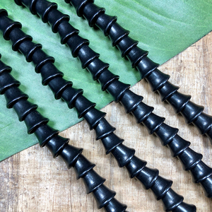 Black Wooden Bell Beads - 40 Pieces