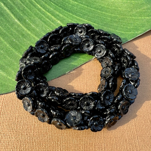 Black Flower Drop Beads - 100 Pieces