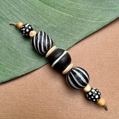 Mixed Indonesian Black Glass Strand -  5 Pieces