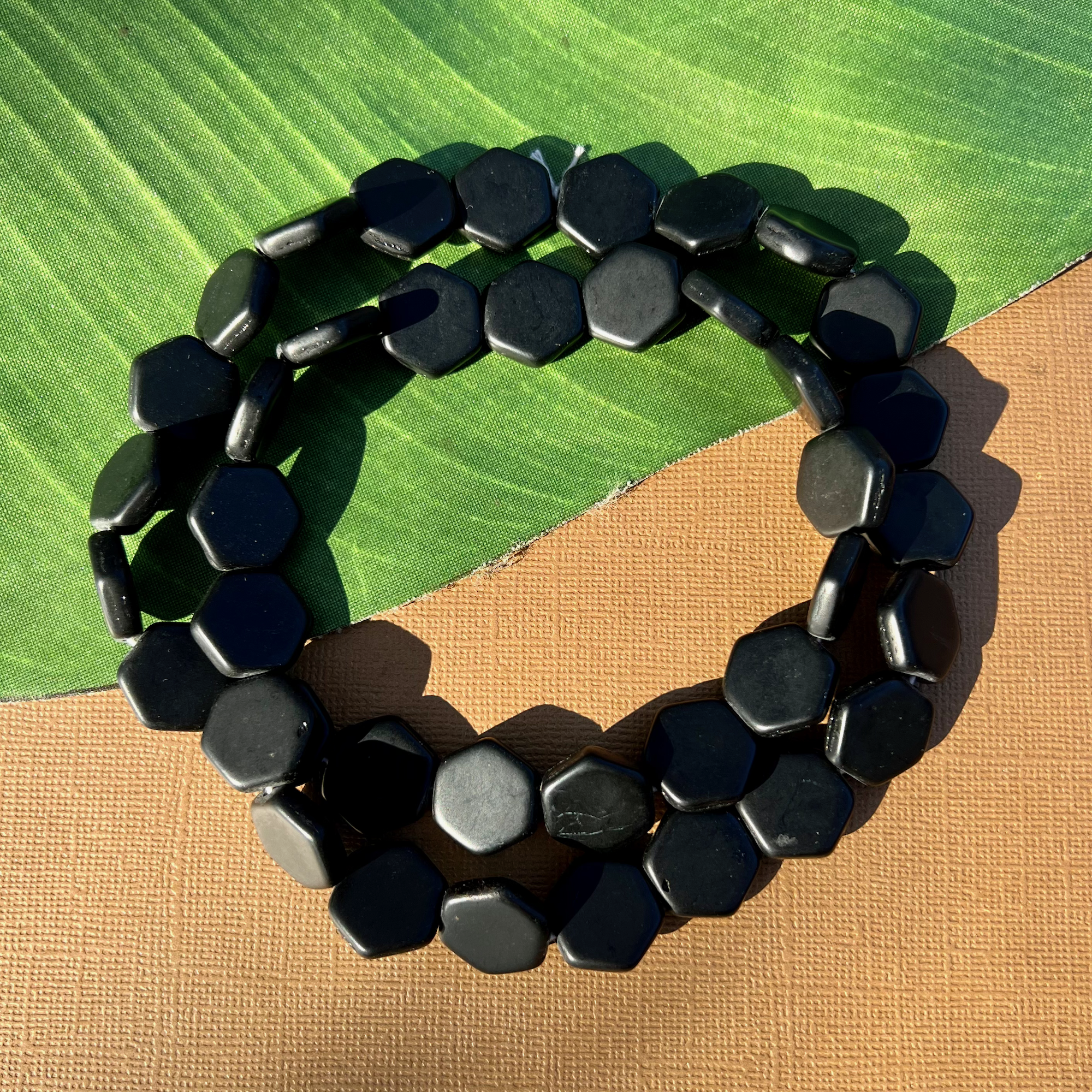 Black Hexagon Beads - 40 Pieces