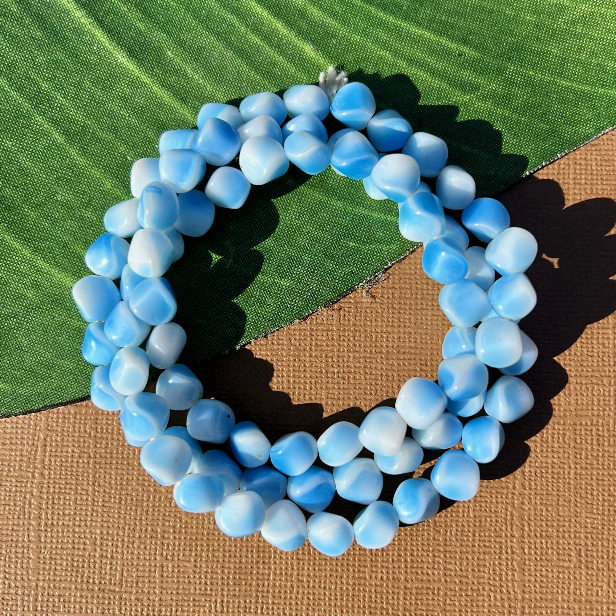 Light Blue Organic 3 Sided Beads - 75 Pieces