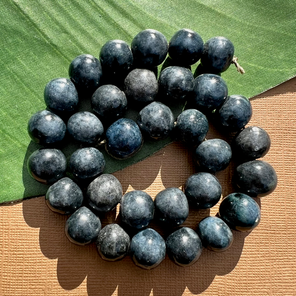 Navy "Blueberry" Ceramic Beads - 32 Piece Lot