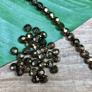 Vintage Crystal Bronze Beads 7.5mm - 100 Pieces