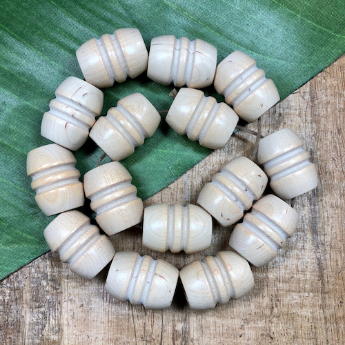 Cream Wood Barrel Beads - 15 Pieces