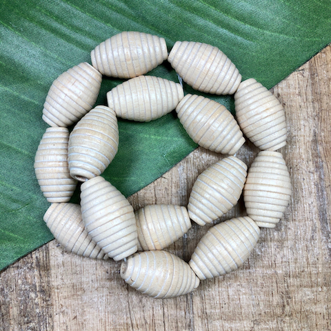 Cream "Beehive" Oval Beads - 15 Pieces