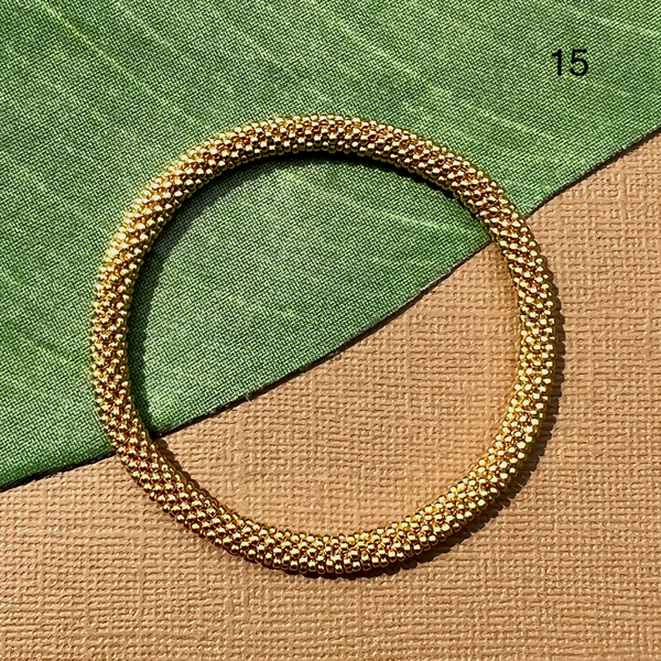 Gold size 15 seed bead bangle bracelet.