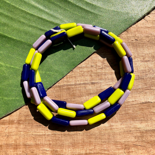 Navy, Purple, & Green Czech Rectangle Beads - 50 Pieces