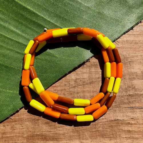Orange, Yellow, Brown Czech Rectangle Beads - 50 Pieces