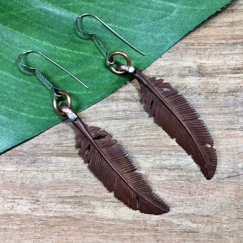 Wooden feather earrings sale