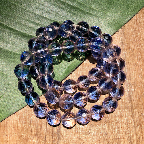 Faceted Clear & Blue 10mm and 12mm Glass - 50 Pieces