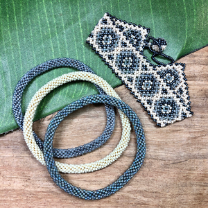 Peyote Stitch Bracelet Sets - Gray
