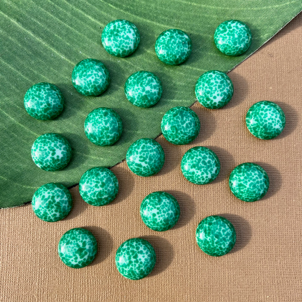 Green & White Cabochons - 7 Pieces