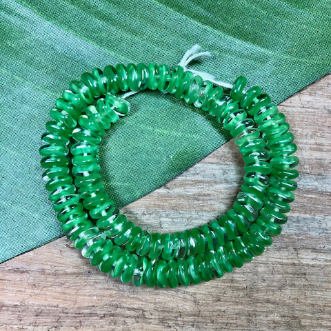 Green and Clear Square Beads - 100 Pieces