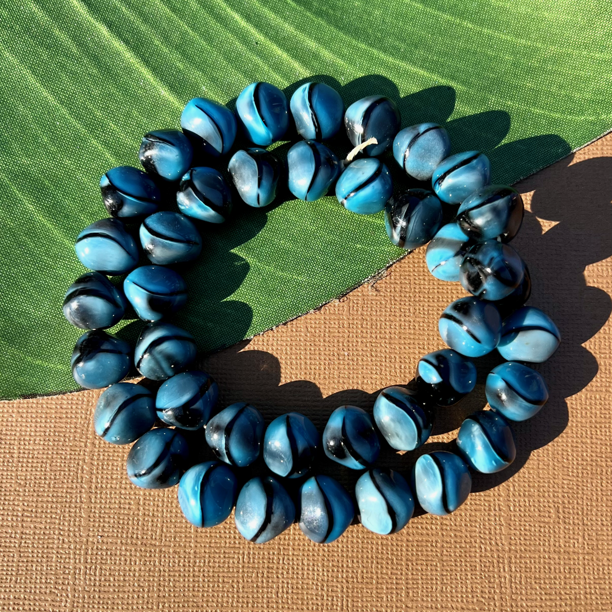 Blue Organic Round Beads - 40 Pieces