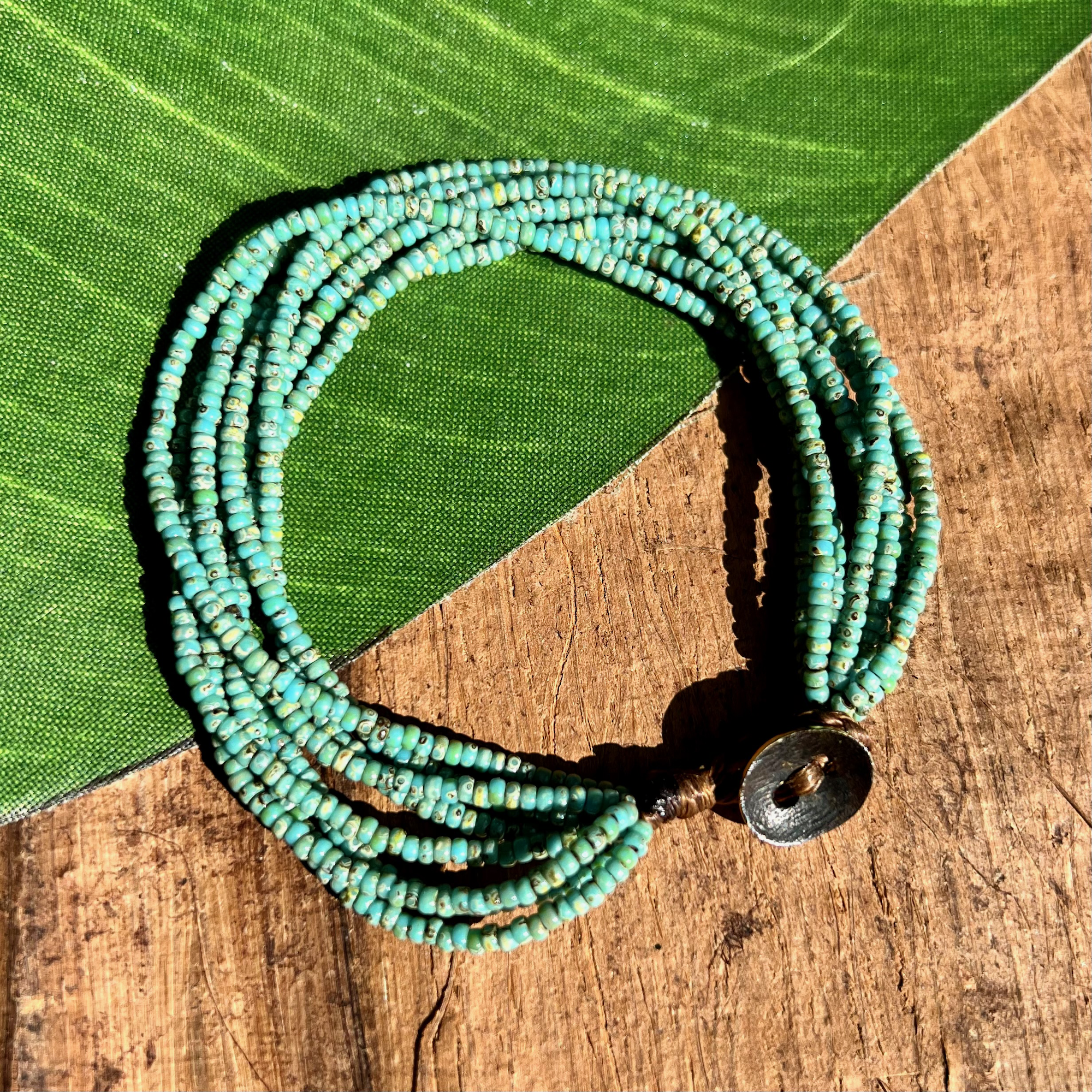 Turquoise Picasso Seed Bead Bracelet