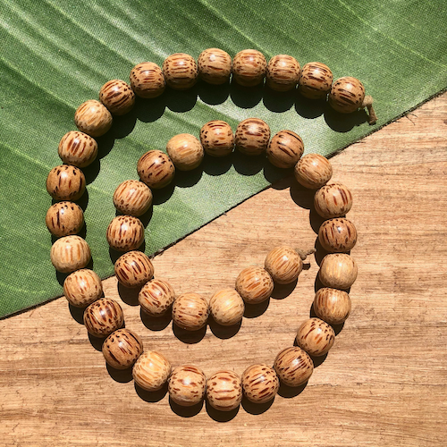 Small Palm Wood Round Beads - 40 Pieces