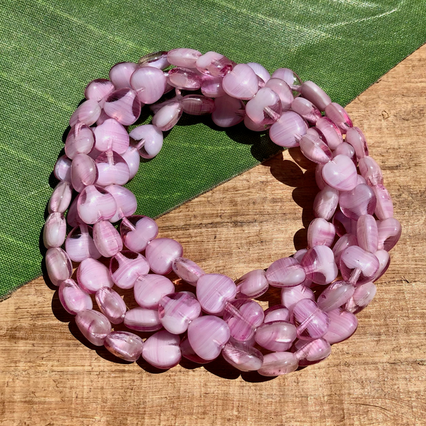 Pale Pink Heart Beads - 100 Pieces