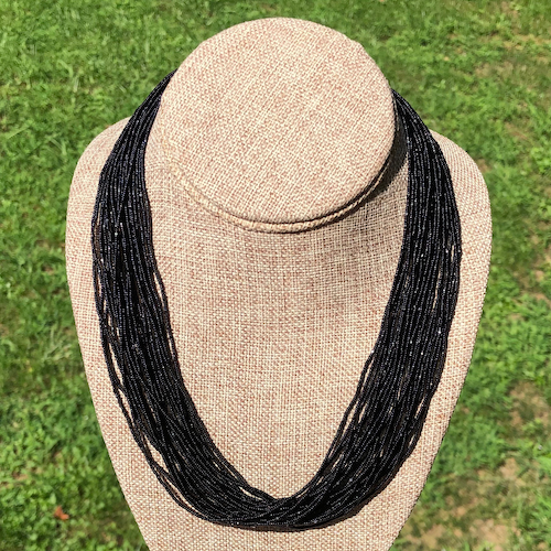 Black Charlotte Multi Strand Seed Bead Necklace