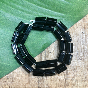 Shiny Black 5 Sided Tube Beads - 40 Pieces
