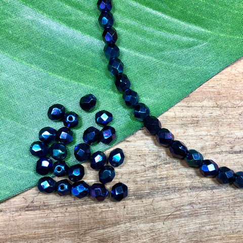 Vintage Crystal Blue/Purple Beads 6mm - 50 Pieces