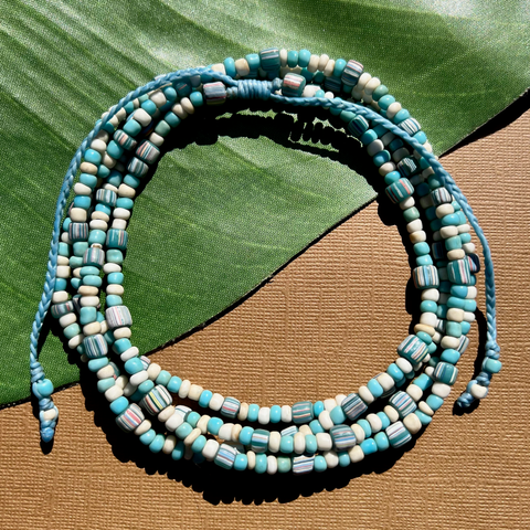 Blue Indonesian Glass Long Necklaces