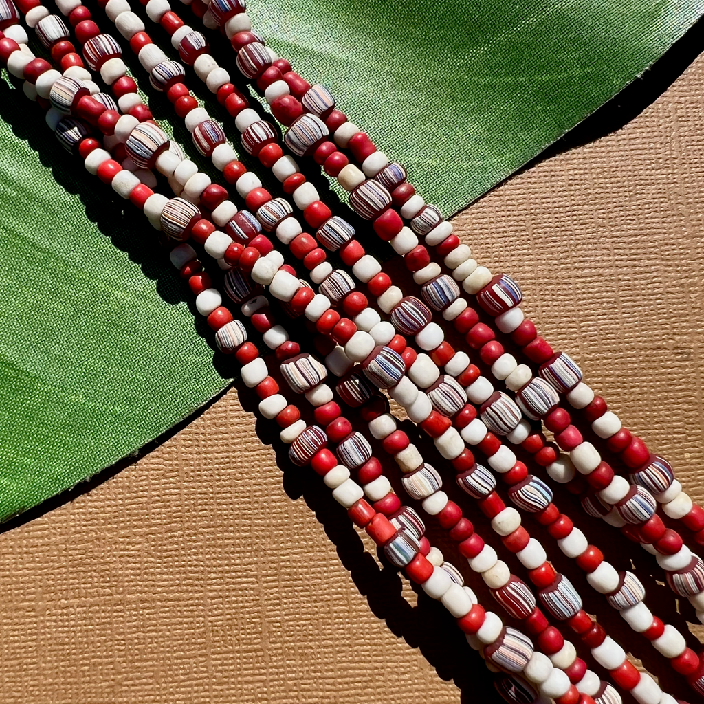Papua New Guinea Tribal Shell Red & White Beads Necklace Women Fashion Fine  Art | eBay