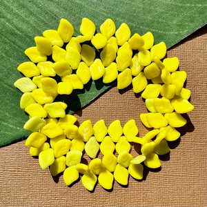 Vintage Matte Yellow Glass Leaves - 100 Pieces
