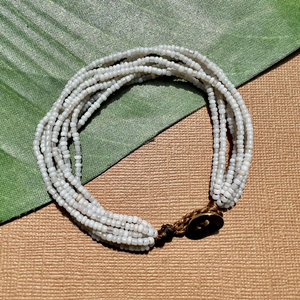 Moonstone Glass Seed Bead Bracelet