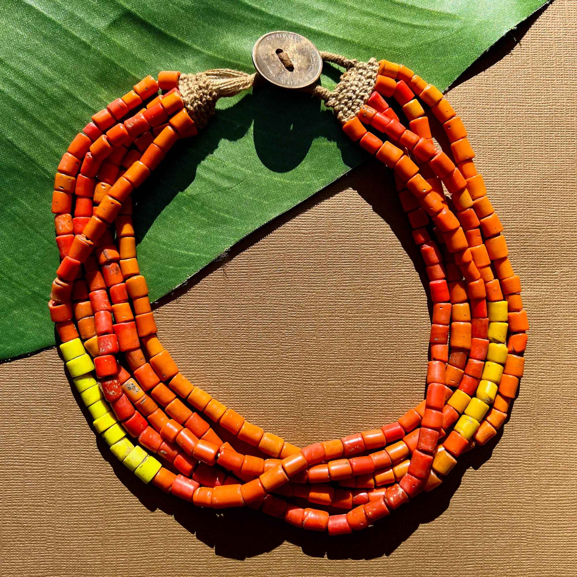 Orange & Yellow Naga Glass Necklace