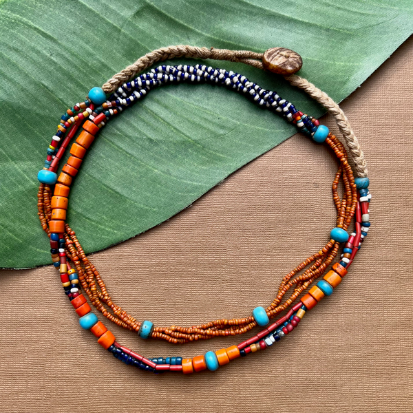 Orange Naga Glass Long Necklace