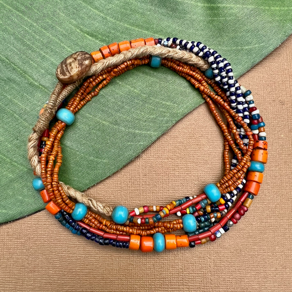 Orange Naga Glass Long Necklace
