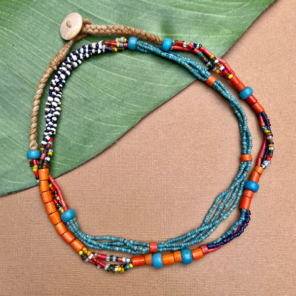 Turquoise Naga Glass Long Necklace