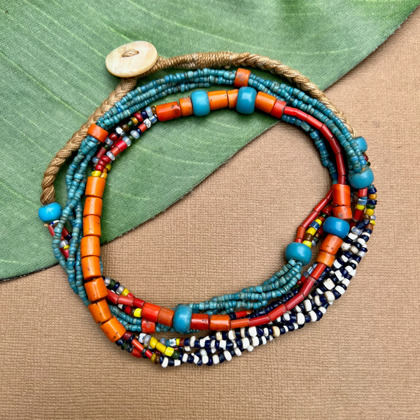 Turquoise Naga Glass Long Necklace