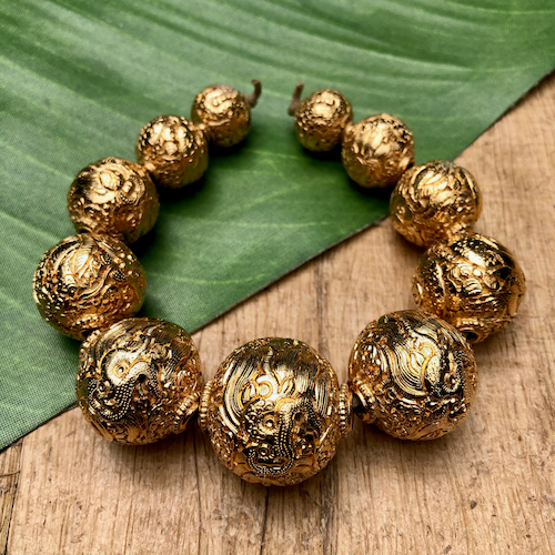 Gold Plated Hand Carved Nepalese Beads