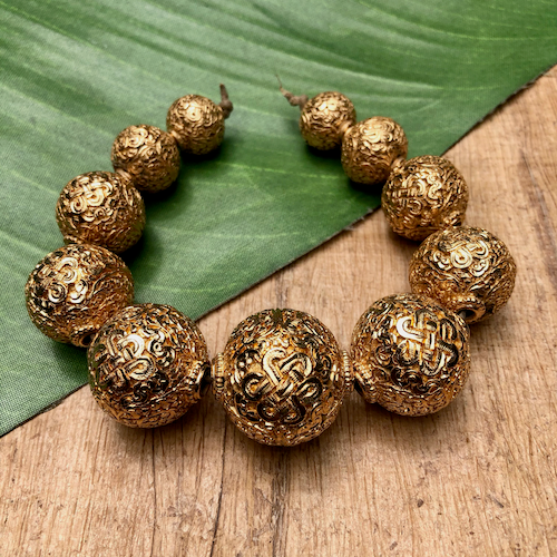 Gold Plated Hand Carved Nepalese Beads